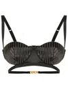 Gcds Pinstripe Satin Bra In Black