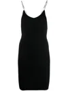 Gcds Rhinestone-embellished Ribbed-knit Minidress In Black