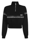 Gcds Rhinestone-embellished Zip-up Sweatshirt In Black