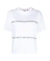 Gcds Striped T-shirt With Rhinestones In White