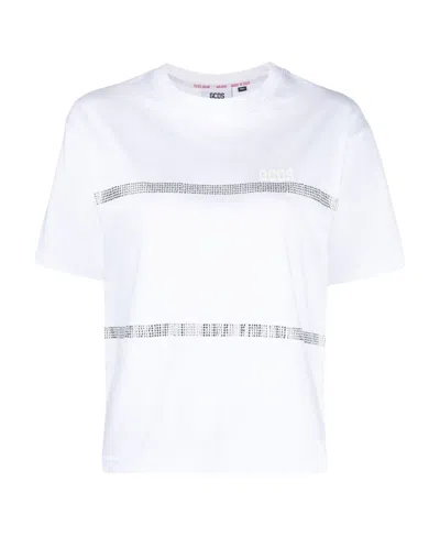 GCDS RHINESTONE-STRIPED T-SHIRT