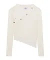 Gcds Long-sleeved Ribbed Top With Snap Buttons In White