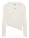 Gcds Long-sleeved Ribbed Top With Snap Buttons In Neutral
