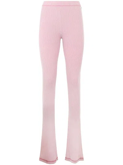 GCDS RIBBED KNIT FLARED TROUSERS
