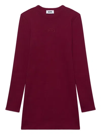 Gcds Ribbed Long-sleeve Dress In Animal Print