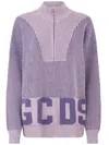 Gcds Ribbed Low Logo Half Zip Sweater In Multicolor
