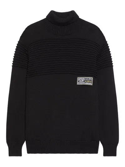 Gcds Ribbed Roll-neck Sweater In Black