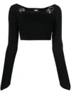 Gcds Ribbed Square-neck Cropped Top In Black