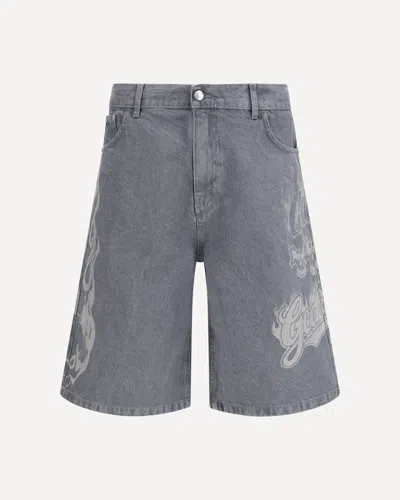 Gcds Riders Baggy Shorts With Designs In Gray