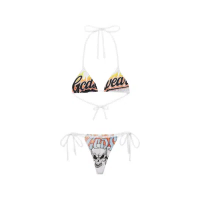 Gcds Riders-print Bikini In White