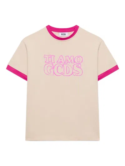 Gcds Ringer Graphic T-shirt In Neutral