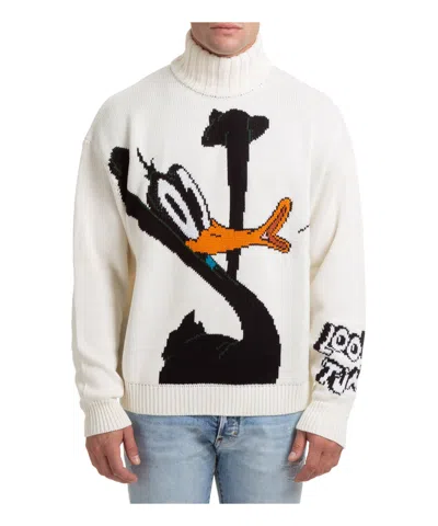 Gcds Roll-neck Sweater In White