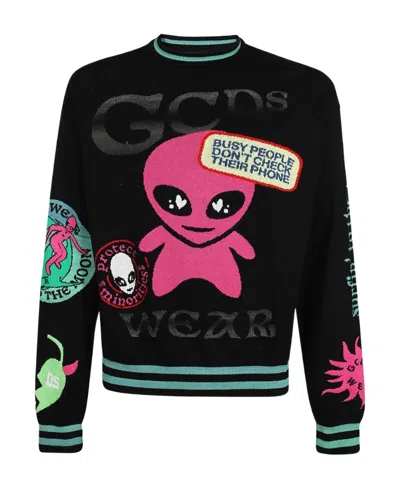 GCDS ALIEN-GRAPHIC CREW-NECK SWEATSHIRT