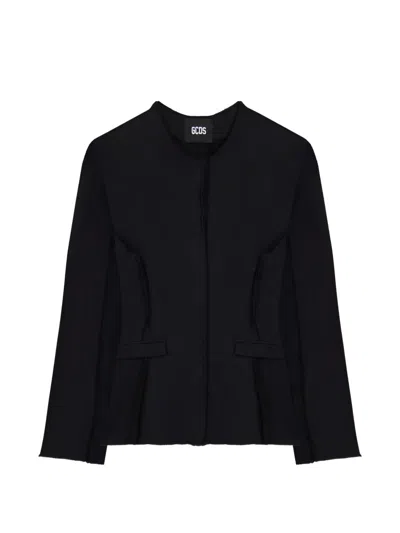 Gcds Rounded-shoulder Jersey Jacket In Yellow
