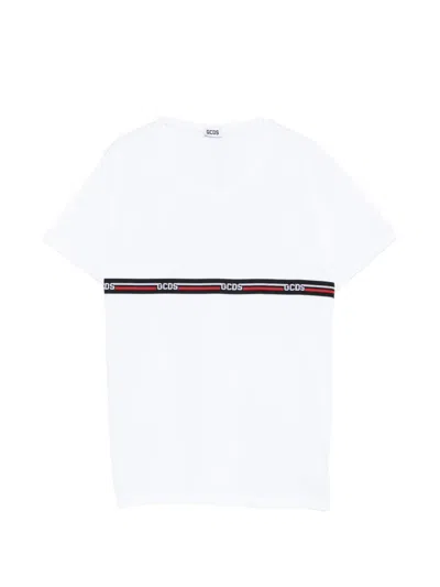 Gcds Kids' Round-neck T-shirt In White
