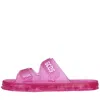 Gcds Pink Transparent Open-toe Slides With Logo Print In Rubber Woman In Fucsia Vivaci