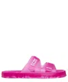 Gcds Pink Transparent Open-toe Slides With Logo Print In Rubber Woman In Pink