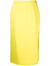 Gcds Satin-finish High-waisted Skirt In Yellow