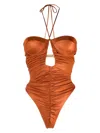 Gcds Satin Halterneck One-piece In Orange