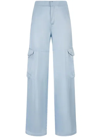 Gcds High-waisted Satin Cargo Trousers In Blue
