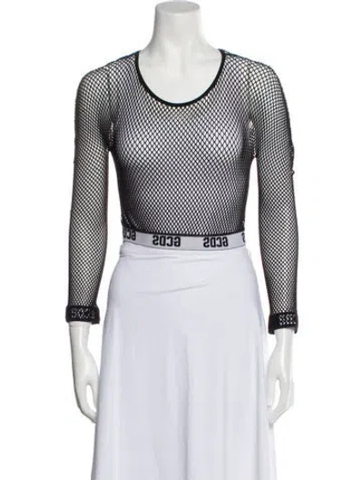 Pre-owned Gcds Scoop Neck Three-quarter Sleeve Crop Top In White