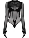Gcds Seamless Long-sleeve Bodysuit In Black