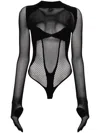 Gcds Seamless Long-sleeve Bodysuit In Black