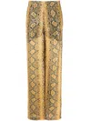 Gcds Sequin-embellished Snakeskin-print Trousers In Yellow