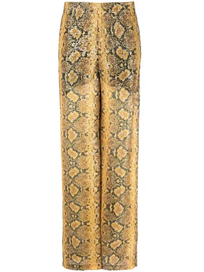 GCDS SEQUIN-EMBELLISHED SNAKESKIN-PRINT TROUSERS