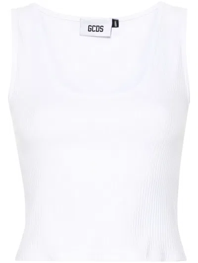 Gcds Textured Ribbed Sleeveless Top In White