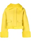 Gcds Lederjacke Mit Shearling-kragen In Gelb