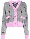 Gcds Kittho Cardigan In Gray And Pink Wool Blend In Grey