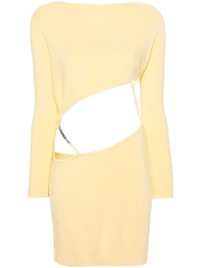 Gcds Short Asymmetric Dress In Yellow & Orange