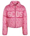 Gcds Pink Monogram Down Jacket In Fuchsia