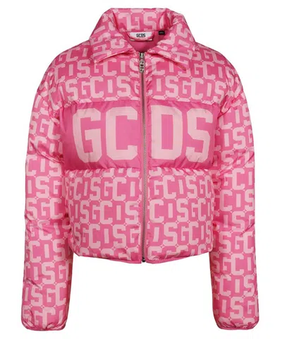 Gcds Short Down Jacket In Pink