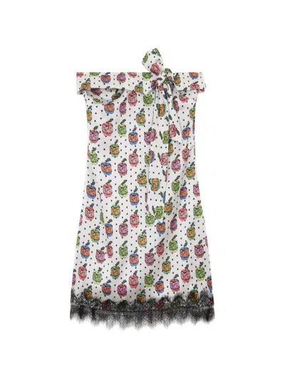 Gcds Apple-print Lace-detail Mini Dress In Multi