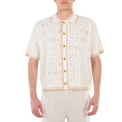 Gcds Short Sleeve Monogram Knit Shirt In White