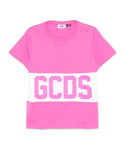 Gcds Short Sleeve T-shirt In Fuchsia