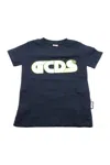 GCDS SHORT-SLEEVED CREW NECK T-SHIRT WITH FLUORESCENT LETTERING AND PROFILES