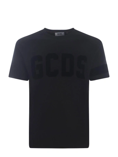 Gcds Short-sleeved Crewneck T-shirt In Nero