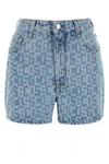 Gcds Blue Printed Denim Shorts In Printed