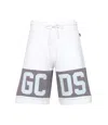 Gcds Cotton Jersey Bermuda Shorts With Logo Print In White