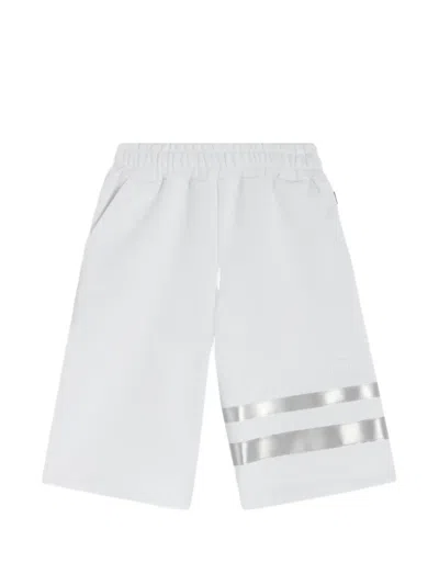 Gcds Kids' Silver Stripes Shorts In White