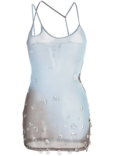 Gcds Sita Embellished Mesh Mini Dress In Multicolor