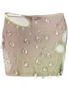 Gcds Sita Drops Crystal-embellished Sheer Miniskirt In Green