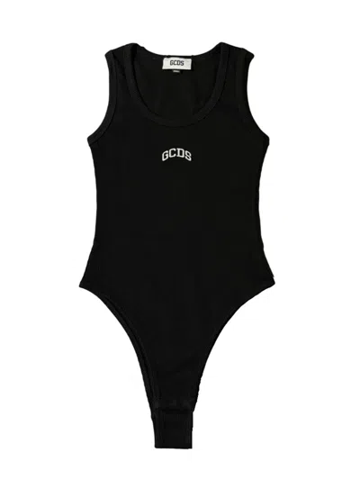 GCDS SLEEVELESS BODYSUIT IN COTTON WITH GCDS LOGO PRINT ON THE FRONT.