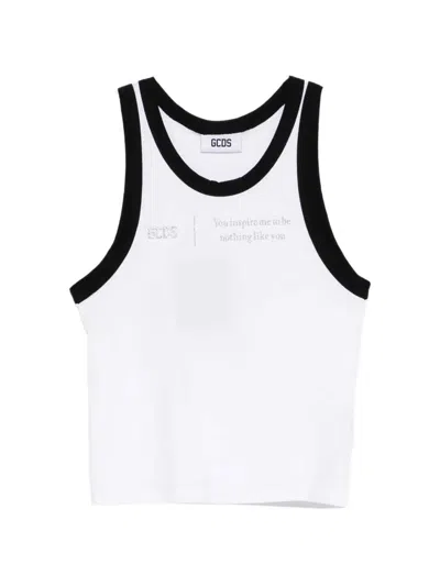 Gcds Sleeveless Tank Top With Round Neck In White