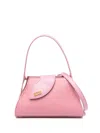 Gcds Small Comma Logo-plaque Leather Tote Bag In Pink