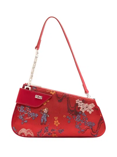 Gcds Small Comma Notte Jacquard Bag In Red