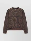 Gcds Solarized Crewneck Sweatshirt With Logo Patch In Brown